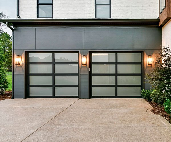Modern Sanford home with new glass-panel garage door
